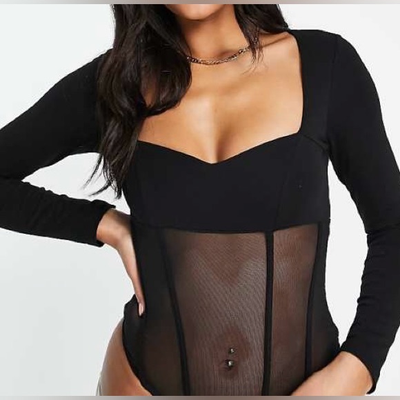ASOS LUXE corset style mesh bodysuit - size 6 - Picture 3 of 9